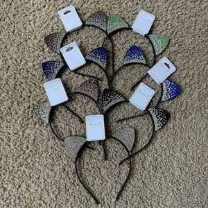 Lot of 7 Rhinestone Kitten Cat Ears